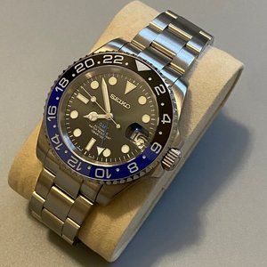Seiko Mod Batman GMT Submariner Automatic Watch